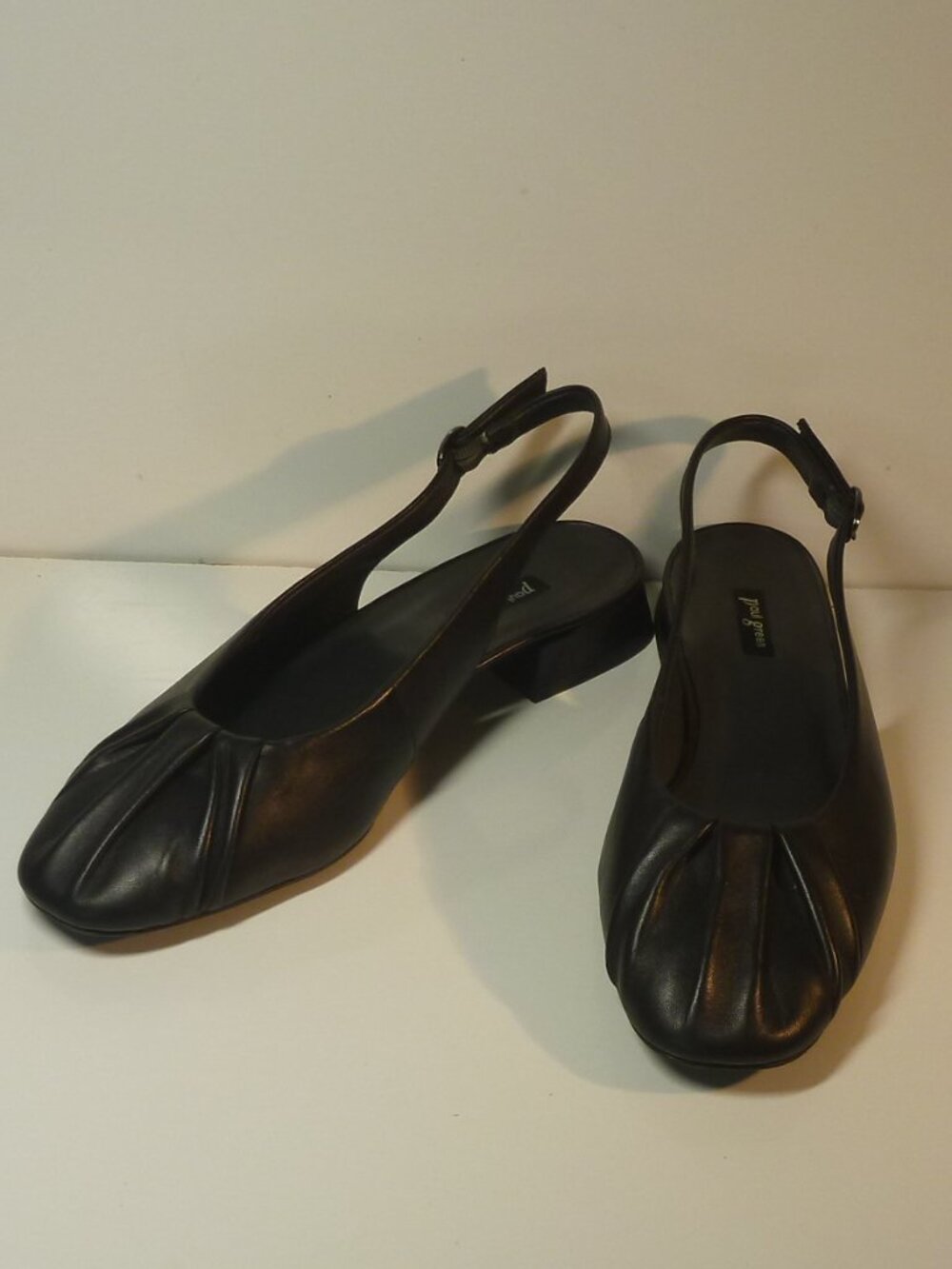Paul Green Adele Pleated Black Slingback Flats Size 8.5